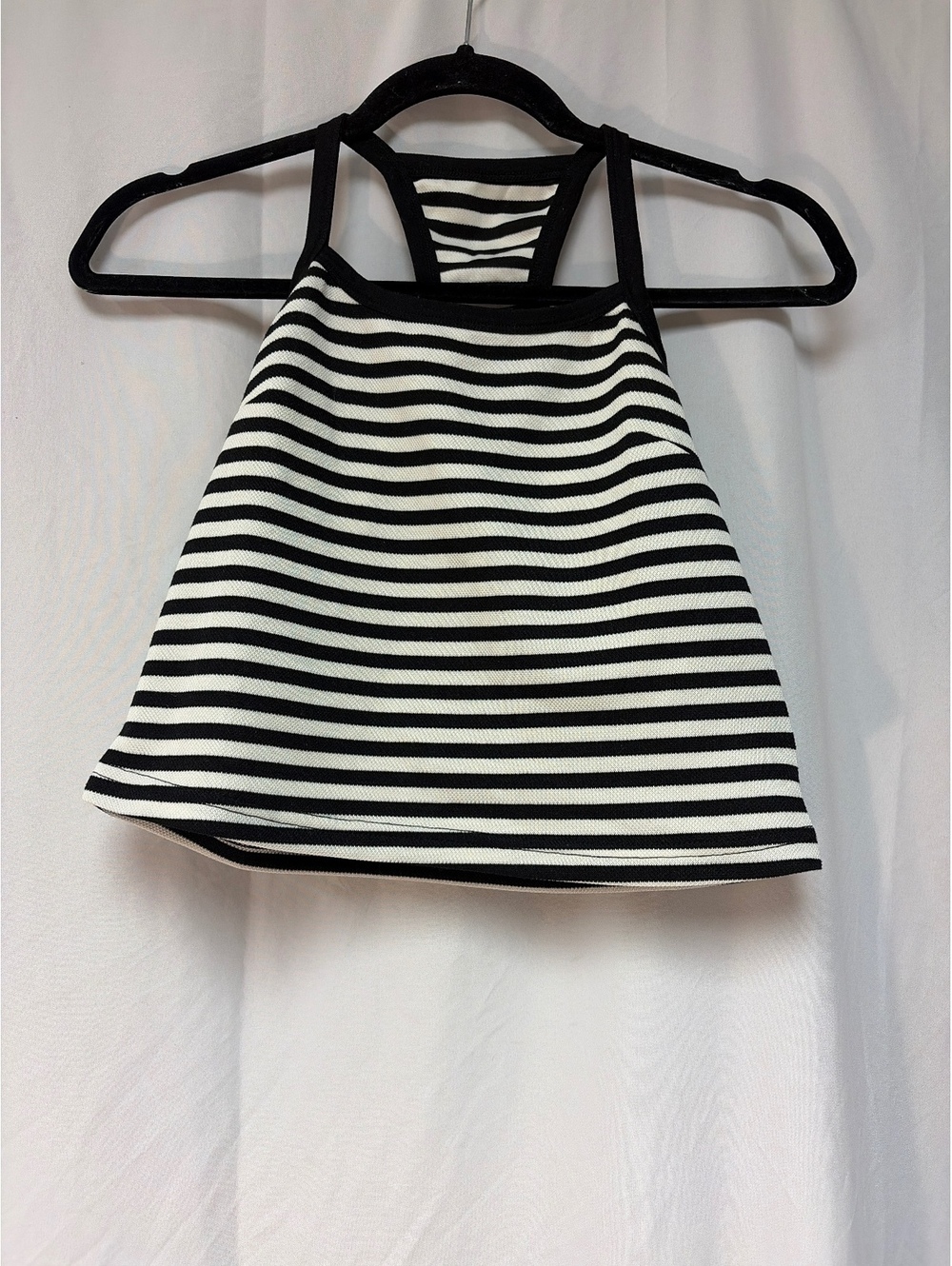 Black and White Striped Racerback Crop Top
